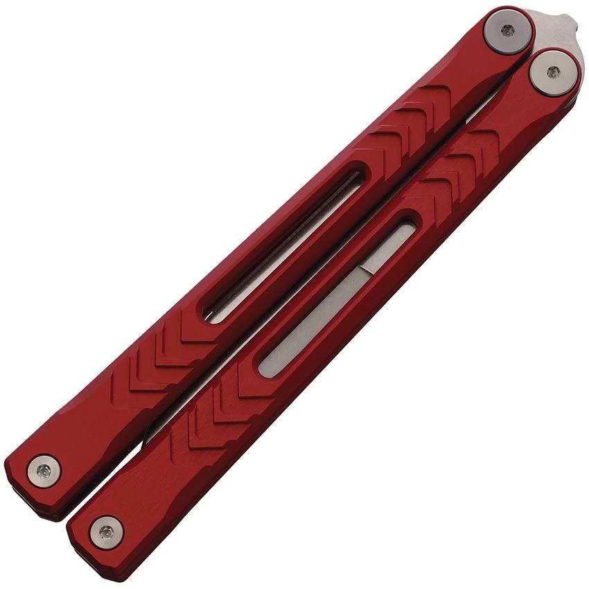 Revo Nexus Red Aluminum 154CM Stainless Butterfly Balisong Knife NXSSARD 4 Revo Nexus Red Aluminum 154CM Stainless Butterfly Balisong Knife NXSSARD - Image 2
