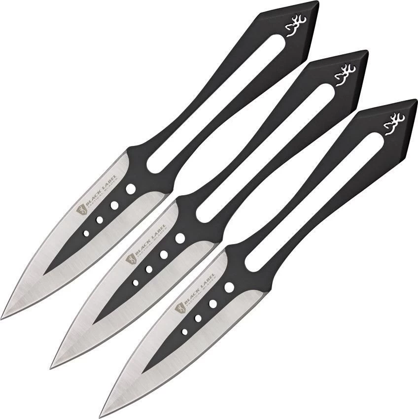 Browning 8" Black Label Stick-It Double Edge Blade 3 Thrower Knives Set 122BL 3 Browning 8" Black Label Stick-It Double Edge Blade 3 Thrower Knives Set 122BL