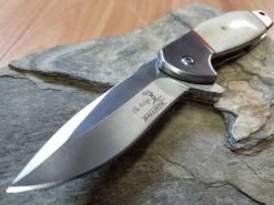 Elk Ridge Ballistic Assisted Open White Smooth Bone Pocket Knife - A163BN -Knives = the best. 163b