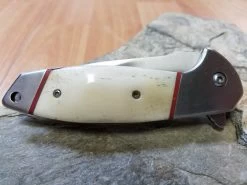 Elk Ridge Ballistic Assisted Open White Smooth Bone Pocket Knife - A163BN -Knives = the best. 163c