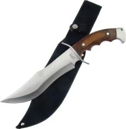 Frost Frontiersman Bowie Fixed Stainless Pakkawood Handle Knife + Sheath 18314PW