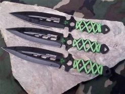Z Hunter Zombie Triple Knife 3 PC Throwing Set 7.5" Green & Black - 0753