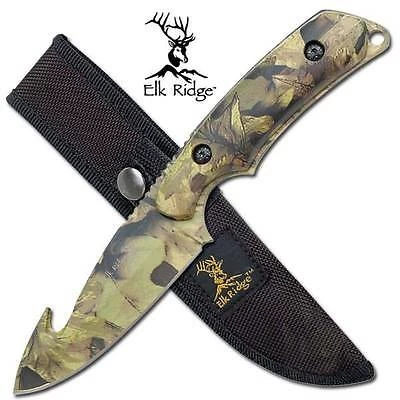 Elk Ridge Guthook Hunter Green Camo 8" Skinner Knife - 116 5 Elk Ridge Guthook Hunter Green Camo 8" Skinner Knife - 116 - Image 3