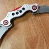 Dual Blade Silver And Red Hawkbill Karambit Pocket Knife - 3645sl