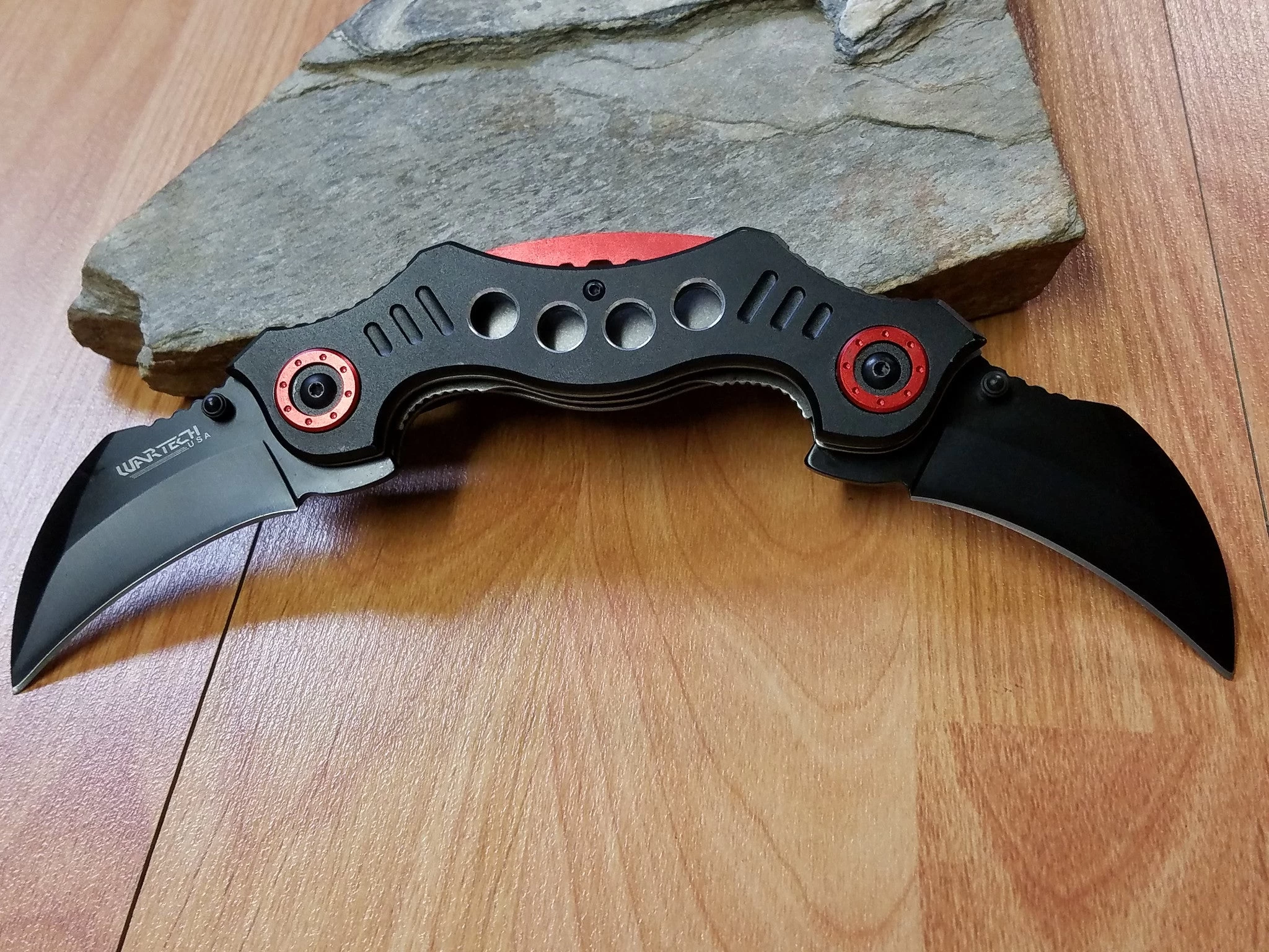 Dual Blade Black And Red Hawkbill Karambit Pocket Knife - 3645bk 4 Dual Blade Black And Red Hawkbill Karambit Pocket Knife - 3645bk - Image 2