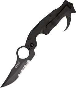 Front Page 21 5.11 Tactical Double Duty Karambit Lockback Folding Serrated Blade Black FRN Handle Knife 51072