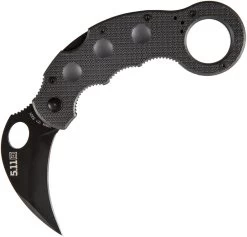 5.11 Tactical Karambit Lockback Stainless Black Folding Blade Finger Ring Knife 51105