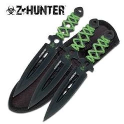 Z Hunter Zombie Triple Knife 3 PC Throwing Set 7.5" Green & Black - 0753 -Knives = the best. 53 852323d8 b2f1 4ee2 8af4 00b6054ced55