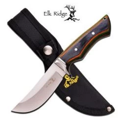Elk Ridge Fixed Knife 8.4" Overall Plain Multi Color Wood Handle Hunting - 545gw -Knives = the best. 545gw4