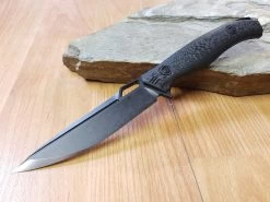 WE KNIFE 8" Fixed Black Carbon Fiber Hunting Knife Plain S35VN With Kydex Sheath - 607a