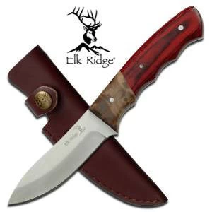 Elk Ridge Fixed Blade 8.5" Knife W/ Burlwood & Pakka Handle 130 3 Elk Ridge Fixed Blade 8.5" Knife W/ Burlwood & Pakka Handle 130