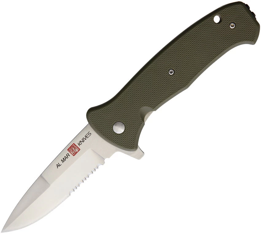 Al Mar SERE 2020 Linerlock A/O OD Green FRN Folding 8Cr13MoV Serrated Knife 2211 3 Al Mar SERE 2020 Linerlock A/O OD Green FRN Folding 8Cr13MoV Serrated Knife 2211
