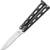 Bear & Son Butterfly Black Metal Handles Stainless Clip Pt Blade Knife 113B