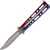 Bear & Son Butterfly Red White Blue Stobewashed Knife (Balisong) 117rwbsw -Knives = the best. BC117RWBSW
