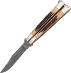 Bear & Son Butterfly Damascus Balisong Knife 517d