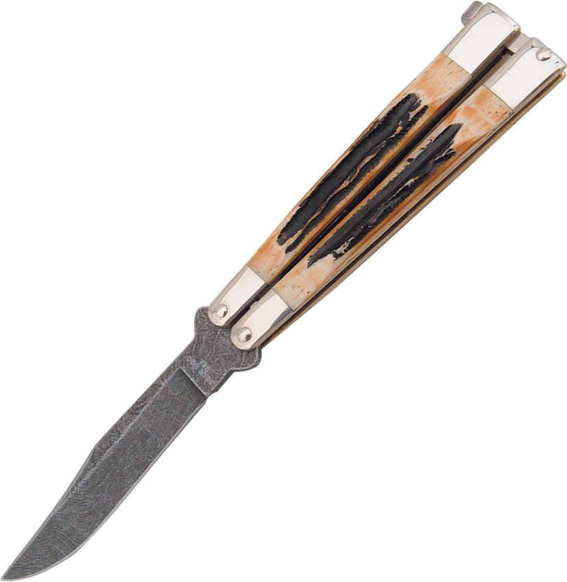 Bear & Son Butterfly Damascus Balisong Knife 517d 3 Bear & Son Butterfly Damascus Balisong Knife 517d