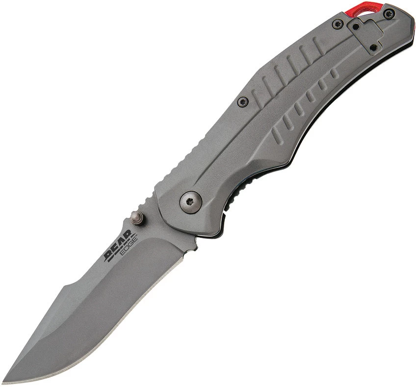 Bear Edge Framelock A/O Gray Folding 440 Stainless Clip Point Pocket Knife 61114 3 Bear Edge Framelock A/O Gray Folding 440 Stainless Clip Point Pocket Knife 61114