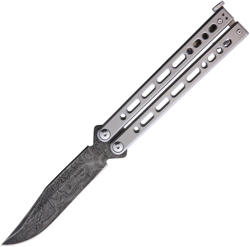 Bear Ops Bear Song VIII Balisong Gray Stainless Damascus Clip Pt Butterfly Knife 800SSLD 3 Bear Ops Bear Song VIII Balisong Gray Stainless Damascus Clip Pt Butterfly Knife 800SSLD