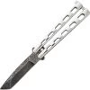 Bear & Son Buttefly Damascus Steel Tanto Stainless Handle Folding Balisong Knife SS14AD -Knives = the best. BCSS14AD