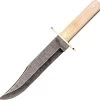 Bear & Son Bowie Smooth White Bone Damascus Fixed Blade Knife W/ Sheath WSB02D -Knives = the best. BCWSB02D