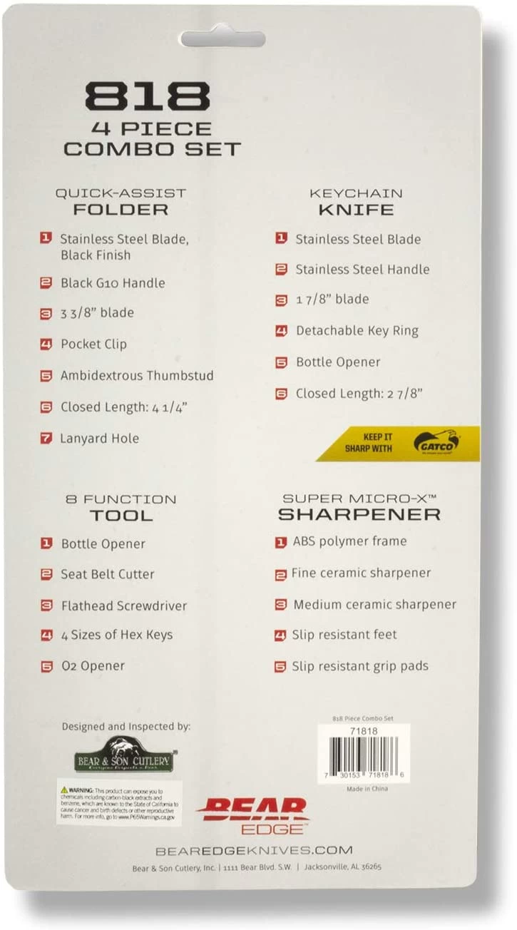 Bear Edge 4 Piece Combo Quick Assist Folding Knife Sharpener Multi Tool Set 818 4 Bear Edge 4 Piece Combo Quick Assist Folding Knife Sharpener Multi Tool Set 818 - Image 2
