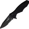 Blackhawk Hornet Linerlock A/O Black G10 Folding D2 Serrated Knife 15H211BK