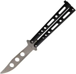 Benchmark Balisong Butterfly TRAINER Black Powder Coated Stonewash Knife 024