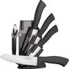 Benchmark 5pc Ceramic Black Kitchen Knife & Peeler Set W/ Storage Block 061 -Knives = the best. BMK061