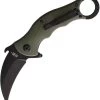 BucknBear Tactical Karambit Linerlock Green G10 Folding Black D2 Steel Pocket Knife 1221KFG -Knives = the best. BNB1221KFG