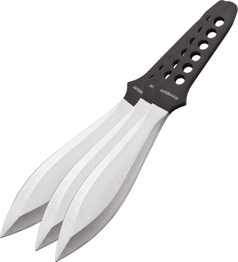 Boker Magnum Set Of 3 Double Edge Black Profi I Fixed Throwing Knives - M02GL193 3 Boker Magnum Set Of 3 Double Edge Black Profi I Fixed Throwing Knives - M02GL193