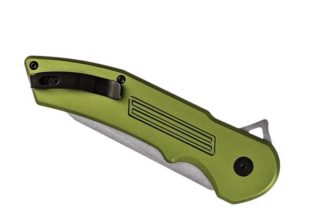 Buck Hexam Pocket Knife A/O Button Lock Green Aluminum Folding 7Cr13MoV 262ODS 4 Buck Hexam Pocket Knife A/O Button Lock Green Aluminum Folding 7Cr13MoV 262ODS - Image 2