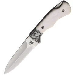 Cobratec Knives White Bone Folding 440C Stainless Push Dagger Knife W/ Sheath TFWPD