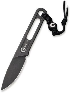 Civivi Minimis Black 10Cr15CoMoV Fixed Blade Neck Knife W/ Kydex Sheath 200261