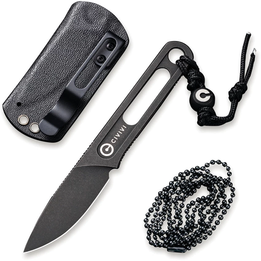 Civivi Minimis Black 10Cr15CoMoV Fixed Blade Neck Knife W/ Kydex Sheath 200261 4 Civivi Minimis Black 10Cr15CoMoV Fixed Blade Neck Knife W/ Kydex Sheath 200261 - Image 2