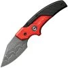 Civivi Typhoeus Folding Push Dagger Knife Black & Red Aluminum Damascus Blade W/ Sheath 21036DS1