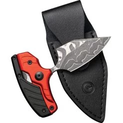 Civivi Typhoeus Folding Push Dagger Knife Black & Red Aluminum Damascus Blade W/ Sheath 21036DS1 -Knives = the best. CIVC21036DS1 add 04