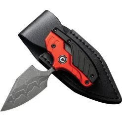 Civivi Typhoeus Folding Push Dagger Knife Black & Red Aluminum Damascus Blade W/ Sheath 21036DS1 -Knives = the best. CIVC21036DS1 add 05