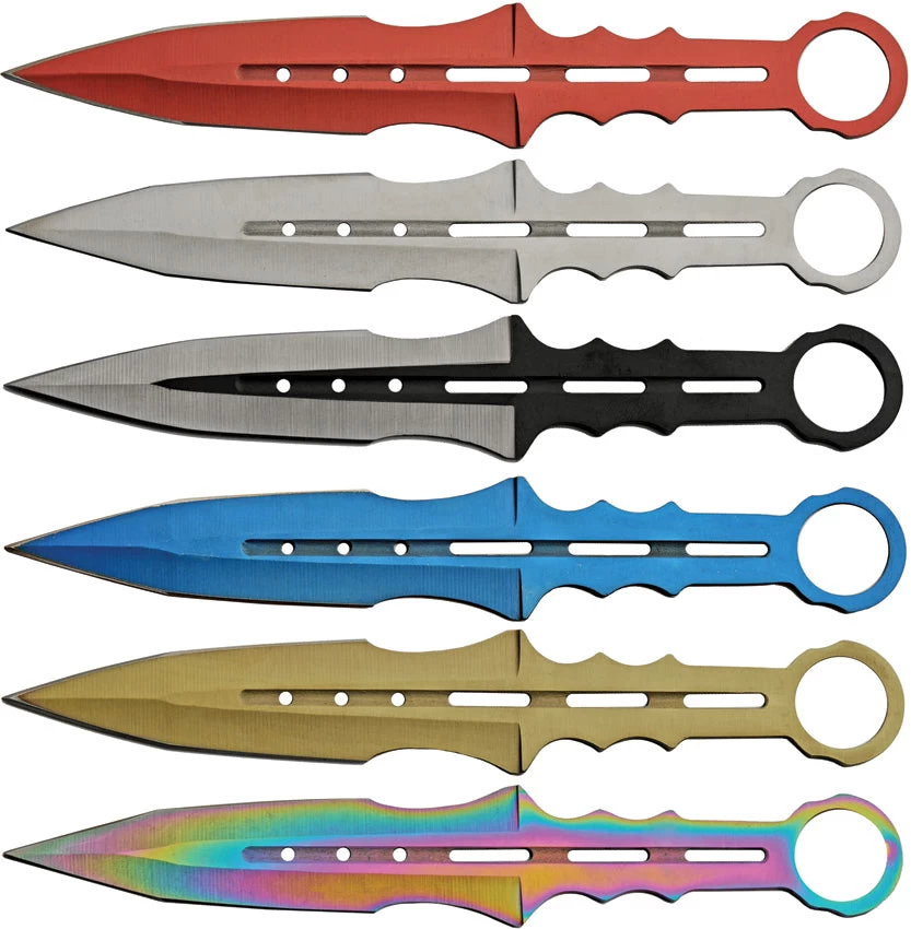 Rite Edge Multicolor Stainless 6pc Fixed Blade Throwing Knives Set 211555 3 Rite Edge Multicolor Stainless 6pc Fixed Blade Throwing Knives Set 211555