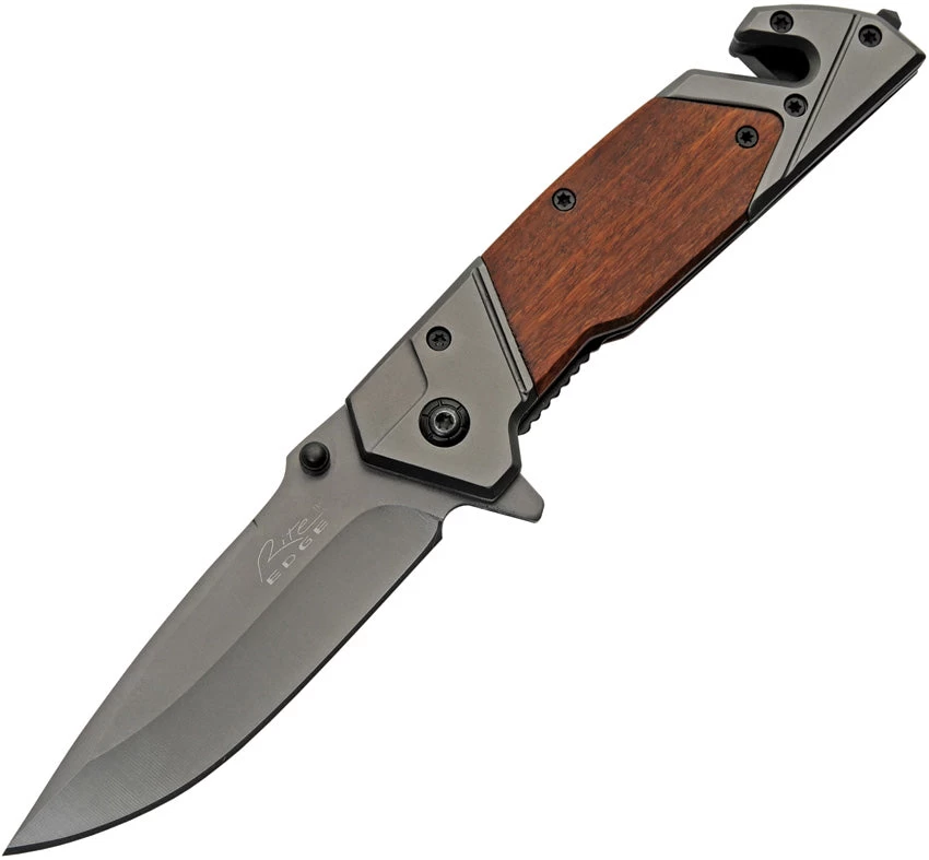 Rite Edge Pocket Knife Rescue Linerlock A/O Brown Wood Folding Stainless 300529 3 Rite Edge Pocket Knife Rescue Linerlock A/O Brown Wood Folding Stainless 300529
