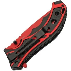 Rite Edge Caution Linerlock A/O Red Aluminum Folding Pocket Knife 300585RD -Knives = the best. CN300585RD add 01