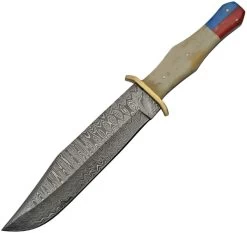 Other Damascus Steel AmericaUSA Flag Fixed Blade Bowie Knife 1150