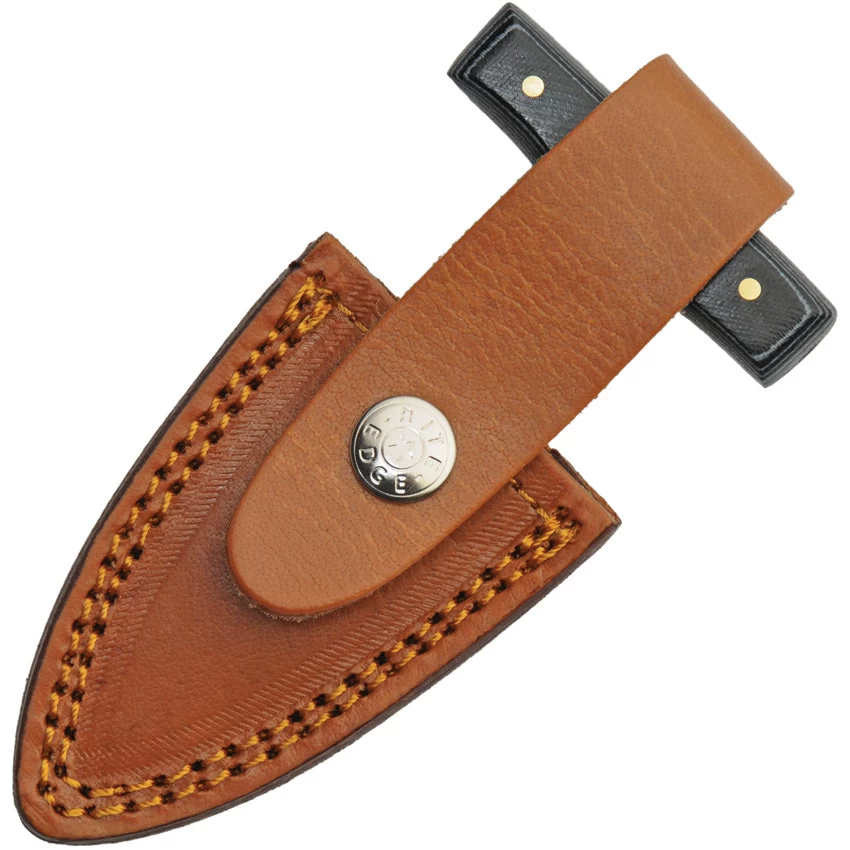 Damascus Black Micarta Double Edge Push Dagger W/ Leather Belt Sheath 1317BK 4 Damascus Black Micarta Double Edge Push Dagger W/ Leather Belt Sheath 1317BK - Image 2