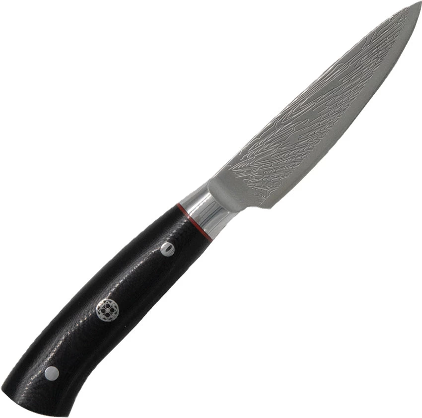 Dragon Apogee Storm 3.5" Fixed Paring Kitchen Knife W/ Black Handle 00859 3 Dragon Apogee Storm 3.5" Fixed Paring Kitchen Knife W/ Black Handle 00859