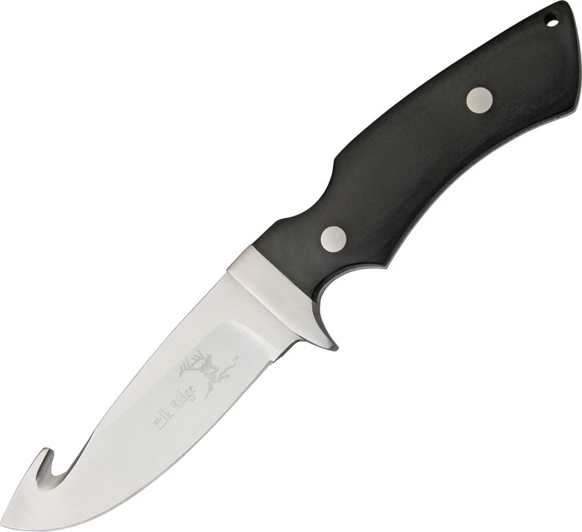 Elk Ridge Guthook Skinner 8 3/8" Knife W/ Black Wood Handle 066 3 Elk Ridge Guthook Skinner 8 3/8" Knife W/ Black Wood Handle 066