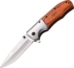 Elk Ridge 8" Pakkawood Folding Assisted Open Pocket Knife Satin - A165PW