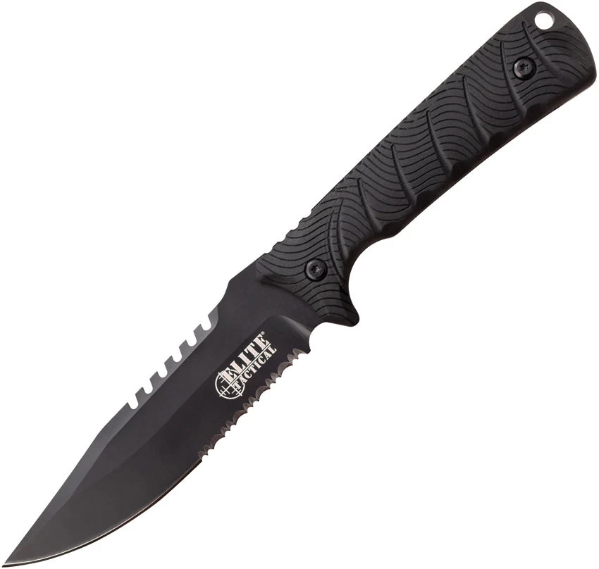 Elite Tactical Bowie Black Synthetic Stainless Steel Fixed Blade Knife FIX005BKS 3 Elite Tactical Bowie Black Synthetic Stainless Steel Fixed Blade Knife FIX005BKS