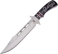 Frost Cutlery Black Hills Bowie Fixed Black Pakkawood Swirl Inlay Knife BKH211