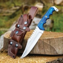 FH Knives Bowie Blue Smooth Pakkawood Stainless Fixed Blade Knife CPBW002 -Knives = the best. FHKCPBW002 add 02