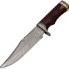 FH Knives Damascus Bowie Brown Wood Damascus Fixed Blade Knife HZBW001