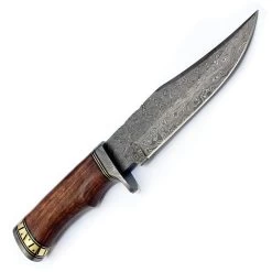 FH Knives Damascus Bowie Brown Wood Damascus Fixed Blade Knife HZBW001 -Knives = the best. FHKHZBW001 add 02